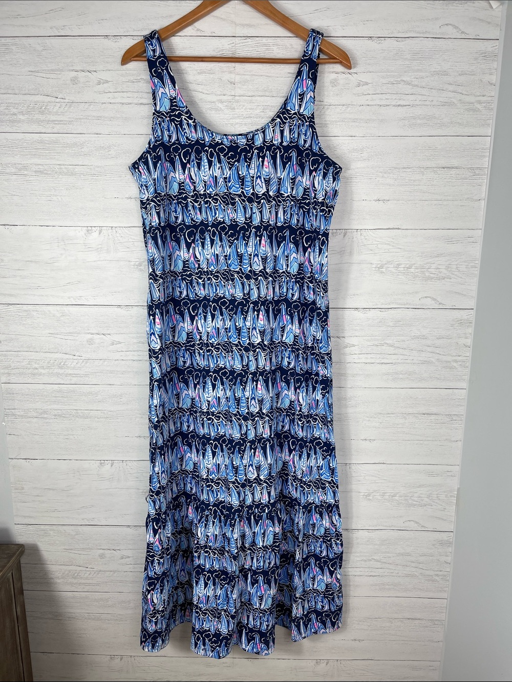 Lilly Pulitzer Navy and Light Blue Patterned Maxi Dress